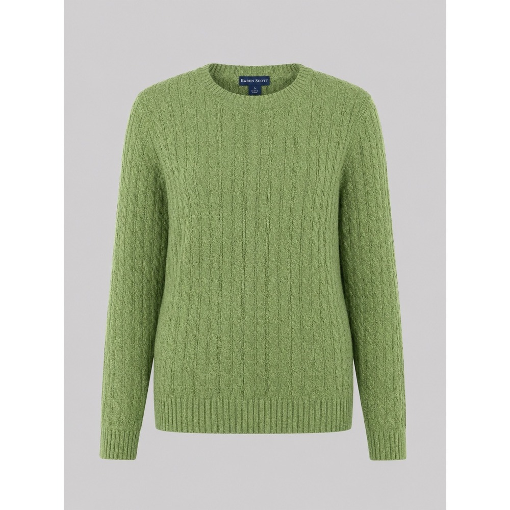 Karen Scott Cable Knit Sweater Womens Small Green‎ Cotton Crewneck NWT